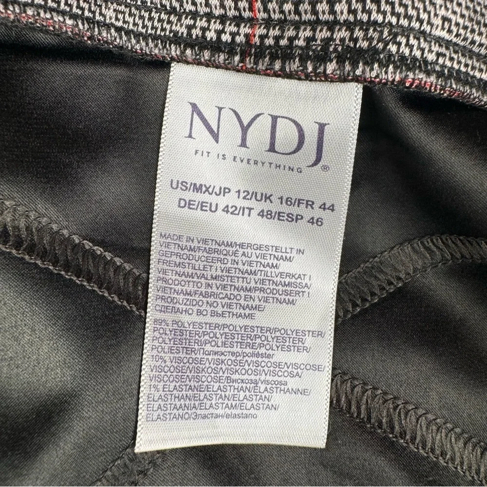 NYDJ Women’s Pull On Pants Size 12 Plaid Leggings Gray